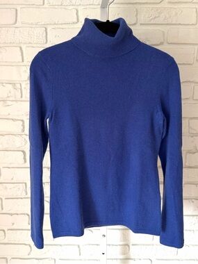 Lord & Taylor 100% Cashmere Blue Turtleneck Sweater XS